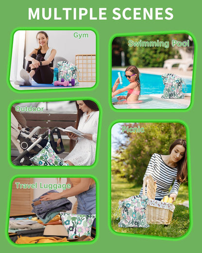 Waterproof Wet Dry Bag for Swimsuit, Reusable Bag for Travel, Food Storage, Stroller, Daycare, Baby Diapers, Yoga, Beach, Pool, Wet Clothes-Black