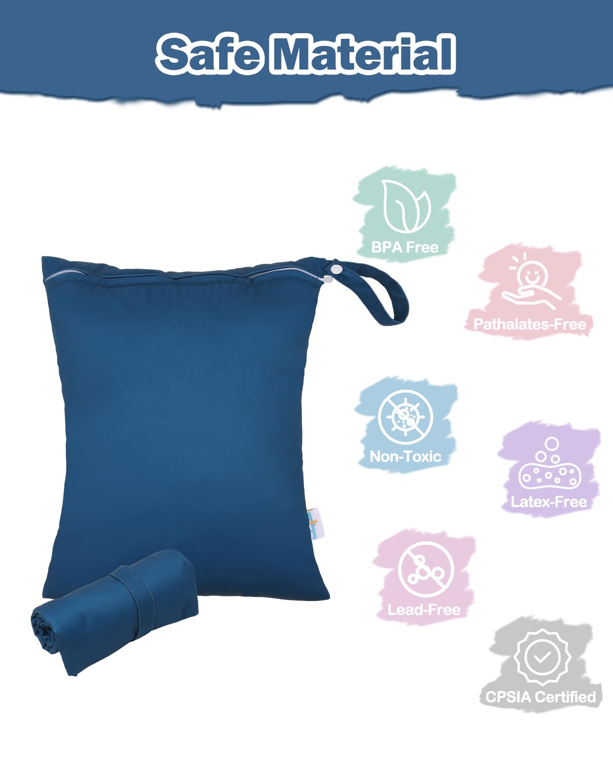 Waterproof Wet Dry Bag for Swimsuit, Reusable Bag for Travel, Food Storage, Stroller, Daycare, Baby Diapers, Yoga, Beach, Pool, Wet Clothes-Black