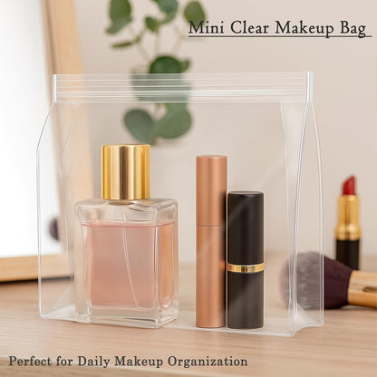 30 Pack Clear Makeup Bag Organizer Cosmetic Zipper Pouch TSA Approved Small Travel Pouches for Toiletries Transparent EVA Reusable Water-resistant Plastic Clear Gift Bags Bulk, 8.7” x 7” x 2.2”