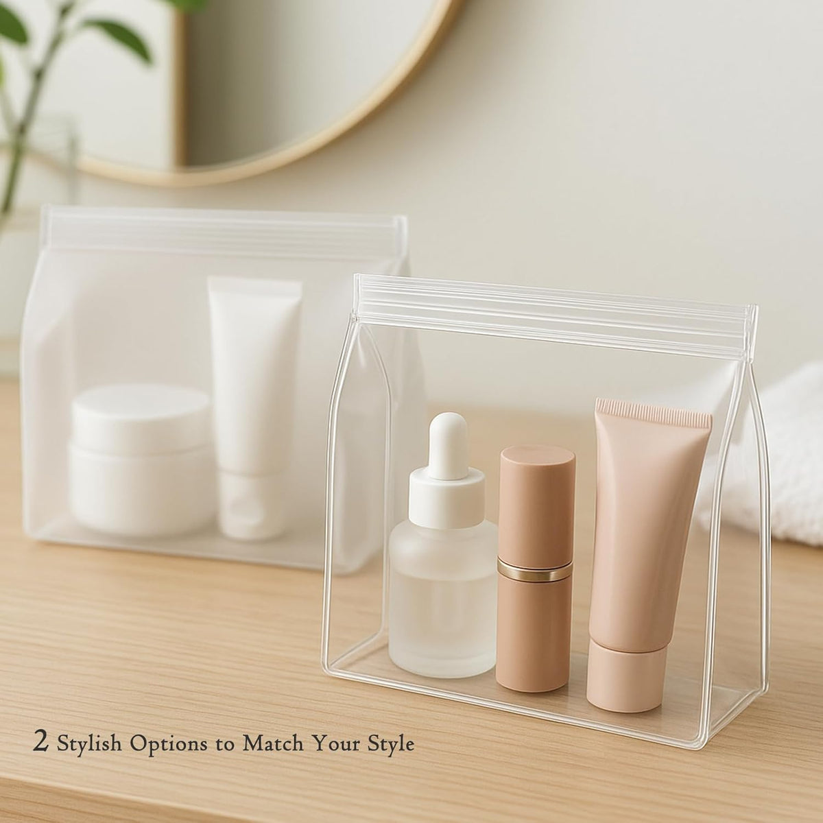 30 Pack Clear Makeup Bag Organizer Cosmetic Zipper Pouch TSA Approved Small Travel Pouches for Toiletries Transparent EVA Reusable Water-resistant Plastic Clear Gift Bags Bulk, 8.7” x 7” x 2.2”