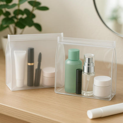 30 Pack Clear Makeup Bag Organizer Cosmetic Zipper Pouch TSA Approved Small Travel Pouches for Toiletries Transparent EVA Reusable Water-resistant Plastic Clear Gift Bags Bulk, 8.7” x 7” x 2.2”