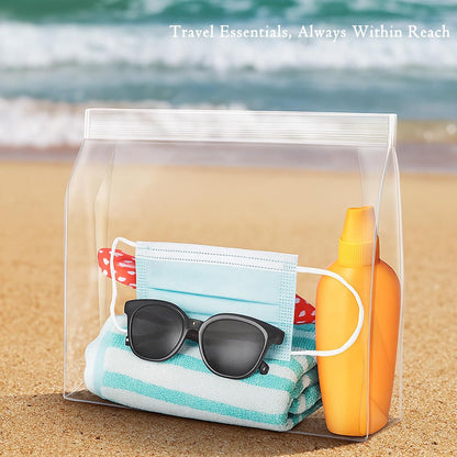 30 Pack Clear Makeup Bag Organizer Cosmetic Zipper Pouch TSA Approved Small Travel Pouches for Toiletries Transparent EVA Reusable Water-resistant Plastic Clear Gift Bags Bulk, 8.7” x 7” x 2.2”