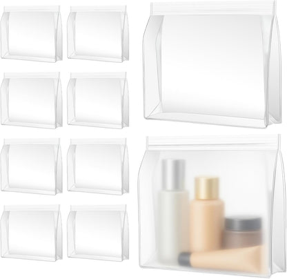 30 Pack Clear Makeup Bag Organizer Cosmetic Zipper Pouch TSA Approved Small Travel Pouches for Toiletries Transparent EVA Reusable Water-resistant Plastic Clear Gift Bags Bulk, 8.7” x 7” x 2.2”