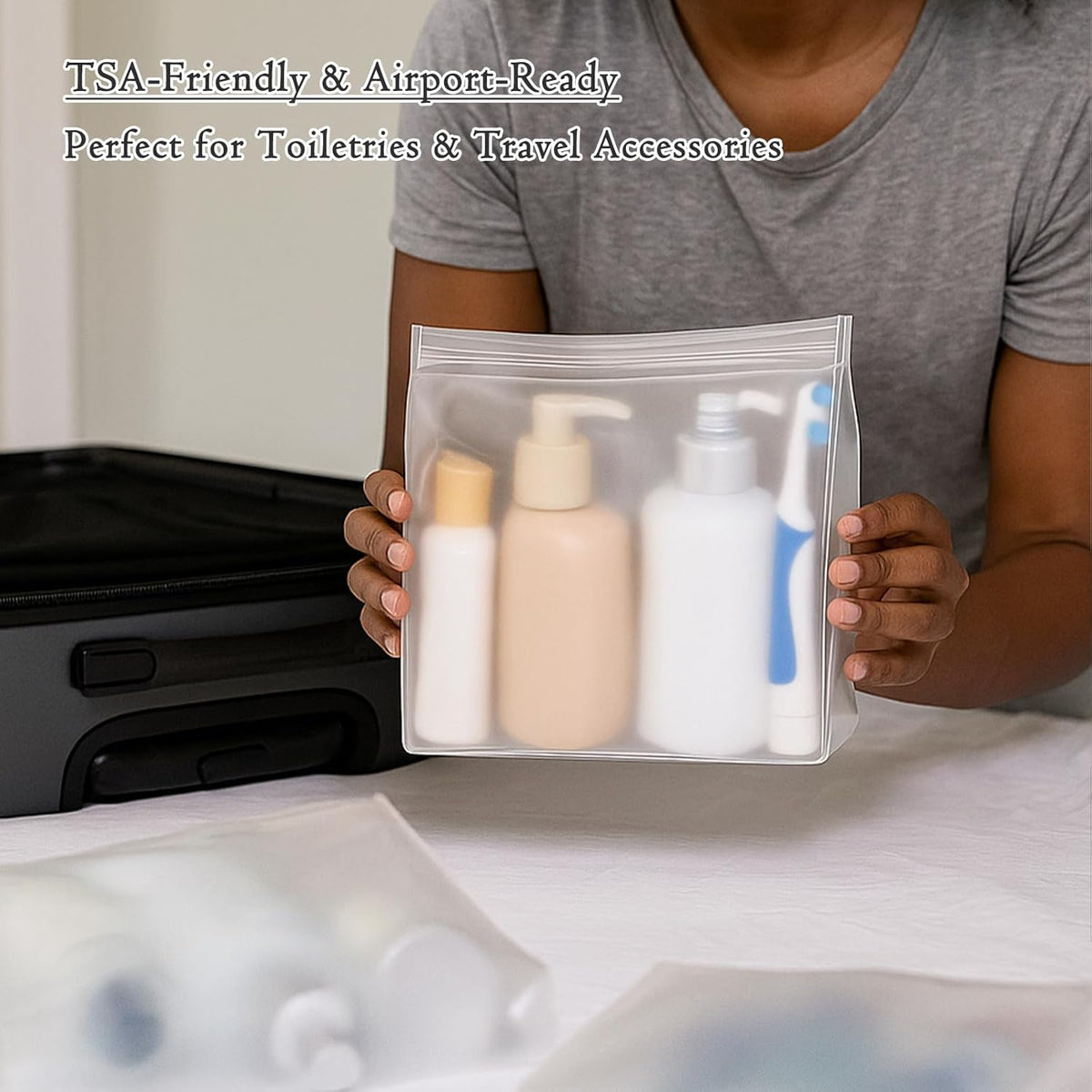 30 Pack Clear Makeup Bag Organizer Cosmetic Zipper Pouch TSA Approved Small Travel Pouches for Toiletries Transparent EVA Reusable Water-resistant Plastic Clear Gift Bags Bulk, 8.7” x 7” x 2.2”
