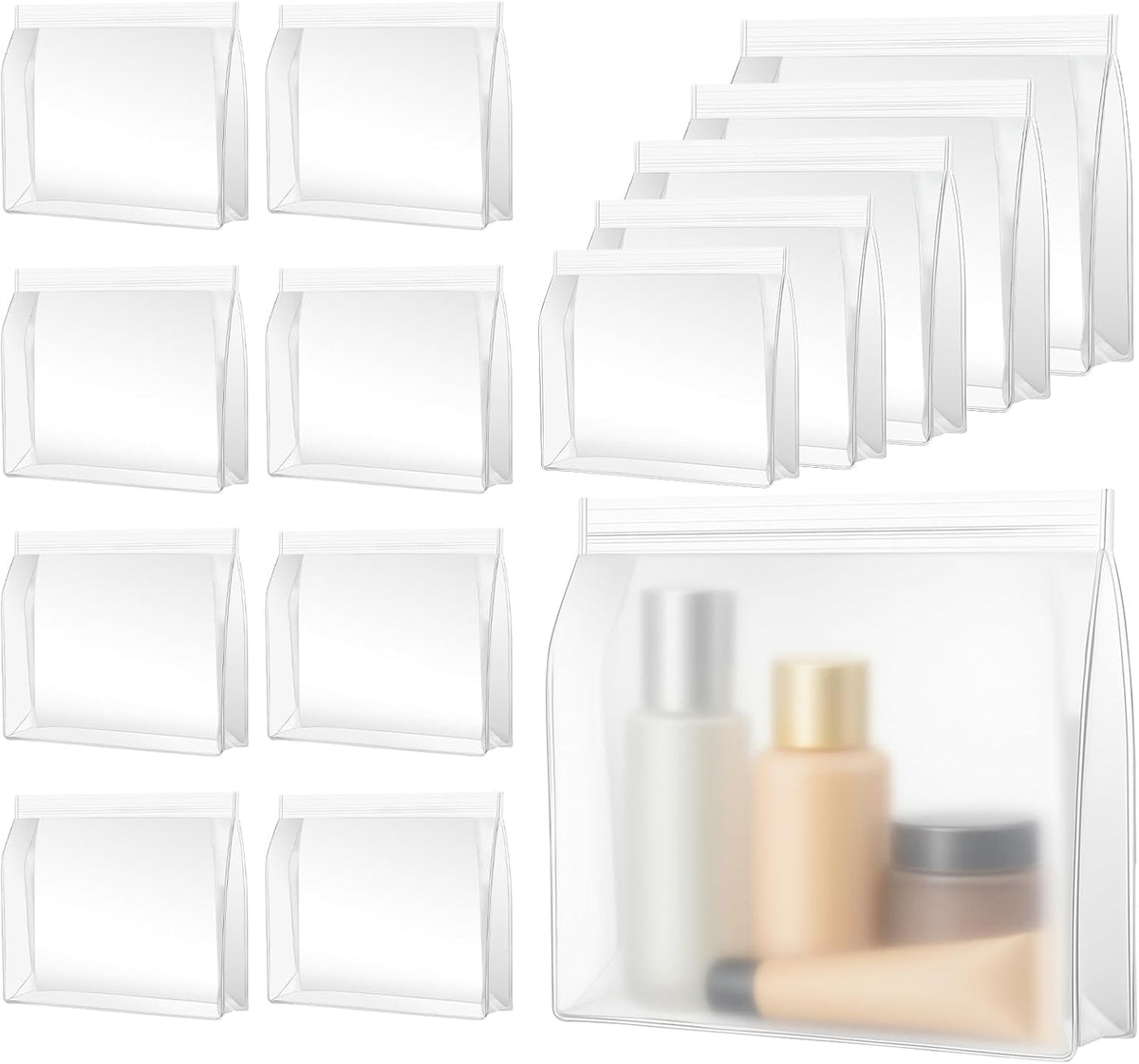 30 Pack Clear Makeup Bag Organizer Cosmetic Zipper Pouch TSA Approved Small Travel Pouches for Toiletries Transparent EVA Reusable Water-resistant Plastic Clear Gift Bags Bulk, 8.7” x 7” x 2.2”