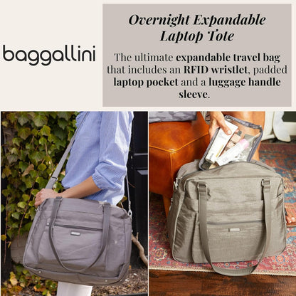 Overnight Expandable Laptop Tote with RFID Phone Wristlet