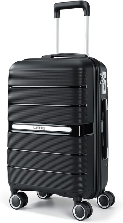 20 Inch Carry On Luggage with Spinner Wheels - Hard Shell Suitcase with TSA Lock, Airline Approved, Rolling Suit Case for Travel Weekend Trips, Black