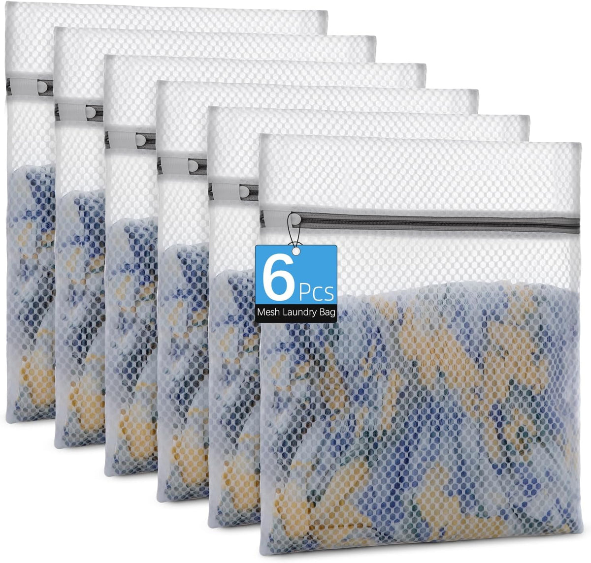 Honeycomb Mesh Laundry Bags for Delicates - 12x16 Inches Medium Washing Bags for Bras, Lingerie, Socks, Baby Clothes - Gentle Wash Protection with Zipper Closure (12)