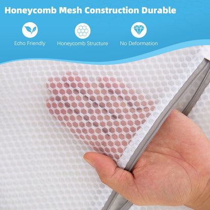 Honeycomb Mesh Laundry Bags for Delicates - 12x16 Inches Medium Washing Bags for Bras, Lingerie, Socks, Baby Clothes - Gentle Wash Protection with Zipper Closure (12)