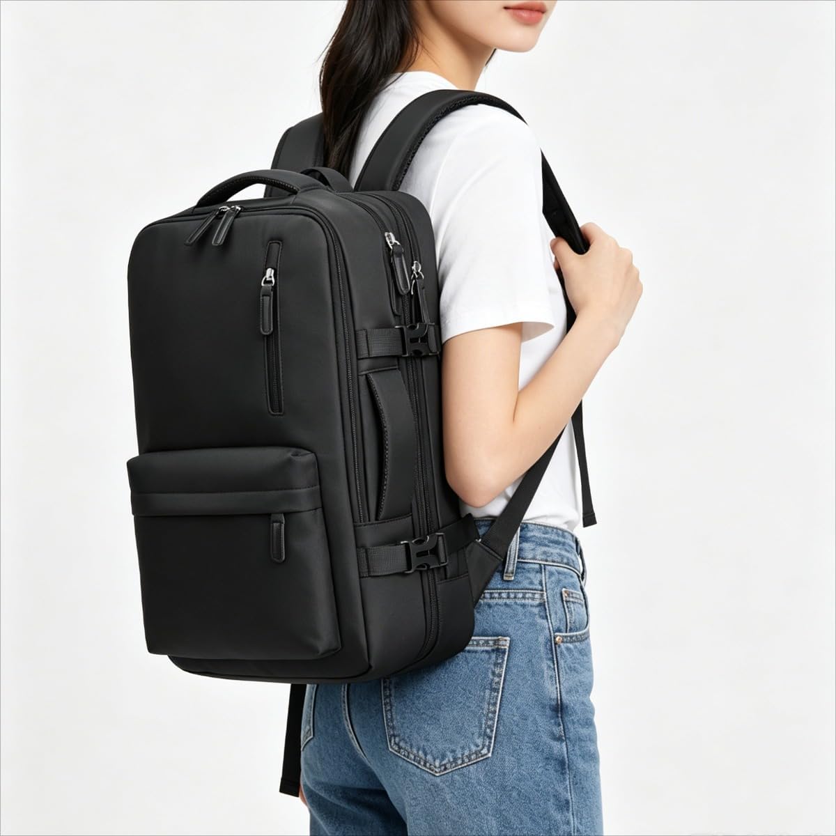Carry On Travel Backpack Laptop Daypack Business Professional Work Bag (Grey)
