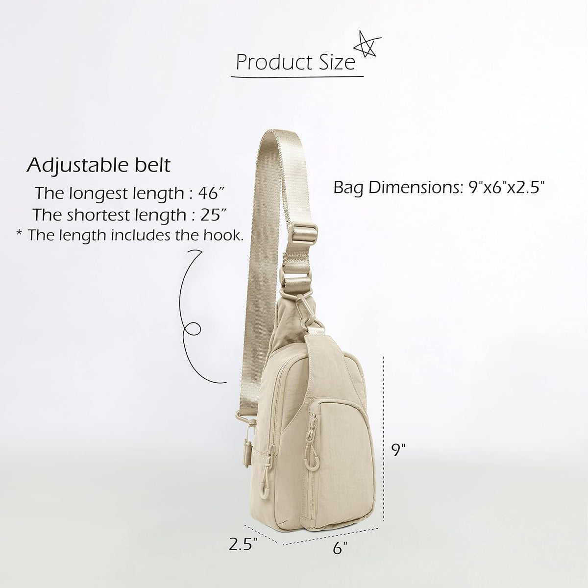 Sling Bag with Adjustable Straps Crossbody Chest Bag Lightweight Backpack for Casual Traveling Hiking