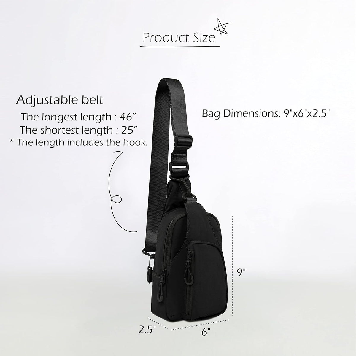 Sling Bag with Adjustable Straps Crossbody Chest Bag Lightweight Backpack for Casual Traveling Hiking