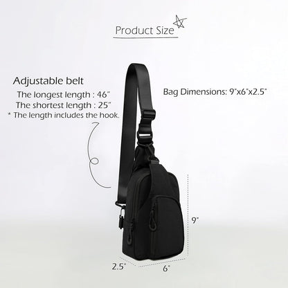 Sling Bag with Adjustable Straps Crossbody Chest Bag Lightweight Backpack for Casual Traveling Hiking