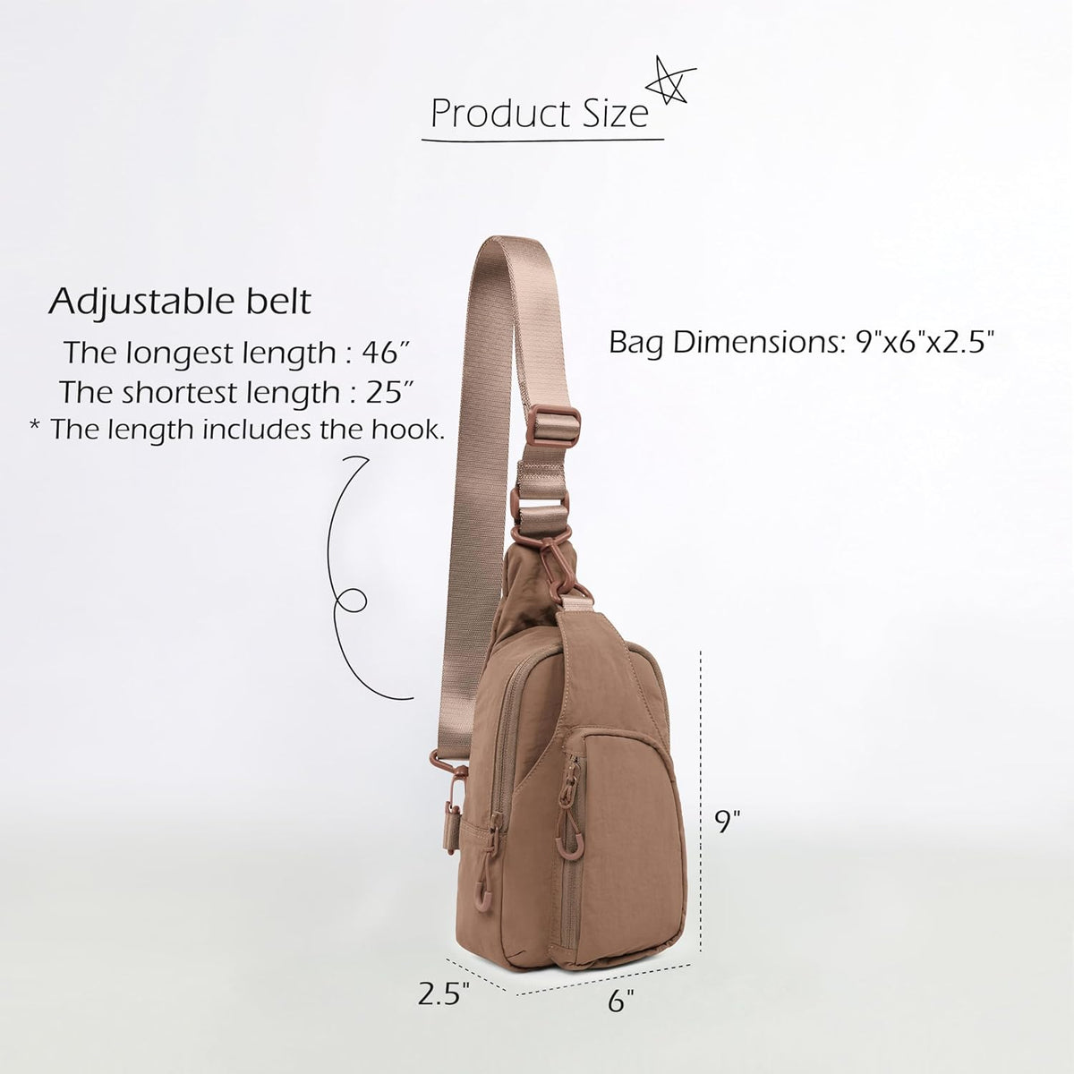 Sling Bag with Adjustable Straps Crossbody Chest Bag Lightweight Backpack for Casual Traveling Hiking