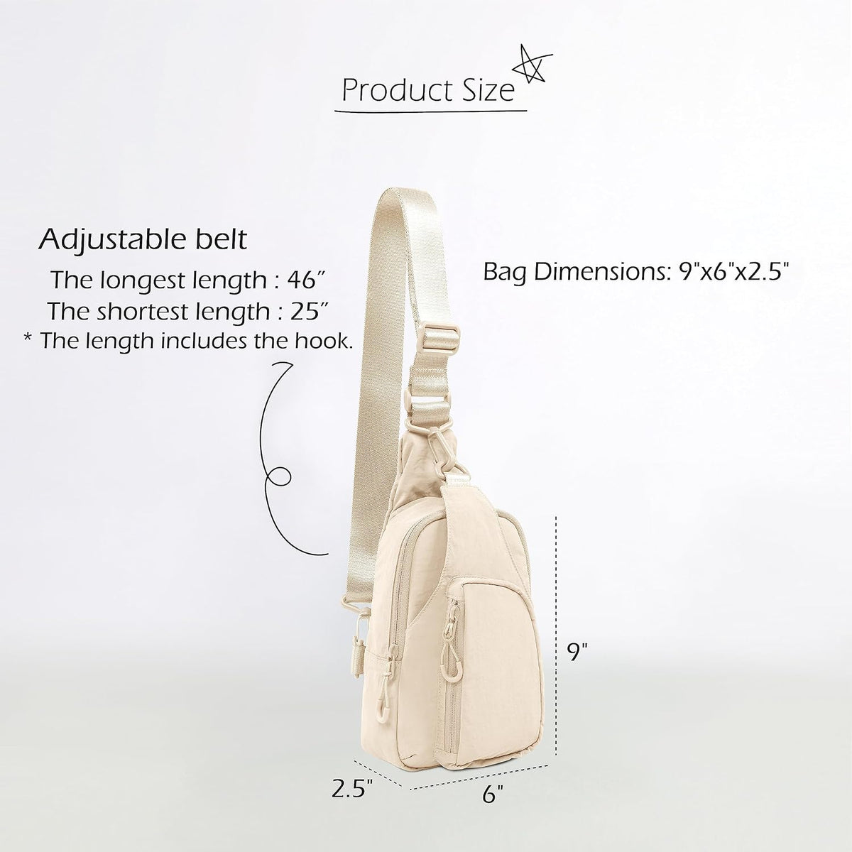 Sling Bag with Adjustable Straps Crossbody Chest Bag Lightweight Backpack for Casual Traveling Hiking