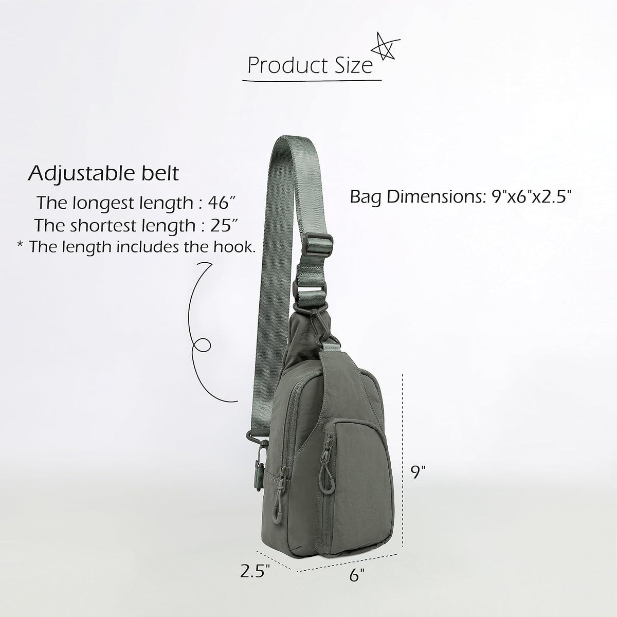 Sling Bag with Adjustable Straps Crossbody Chest Bag Lightweight Backpack for Casual Traveling Hiking