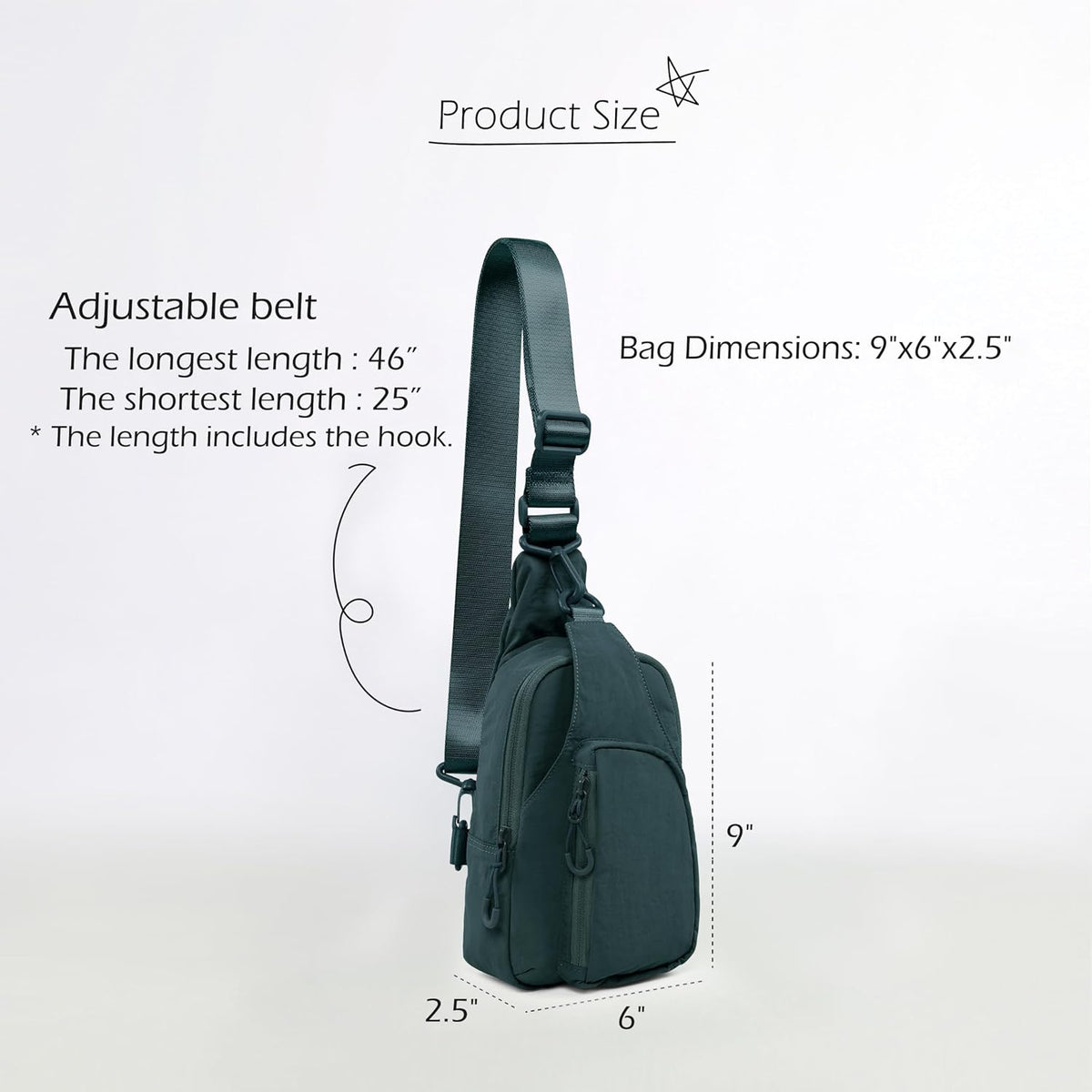Sling Bag with Adjustable Straps Crossbody Chest Bag Lightweight Backpack for Casual Traveling Hiking