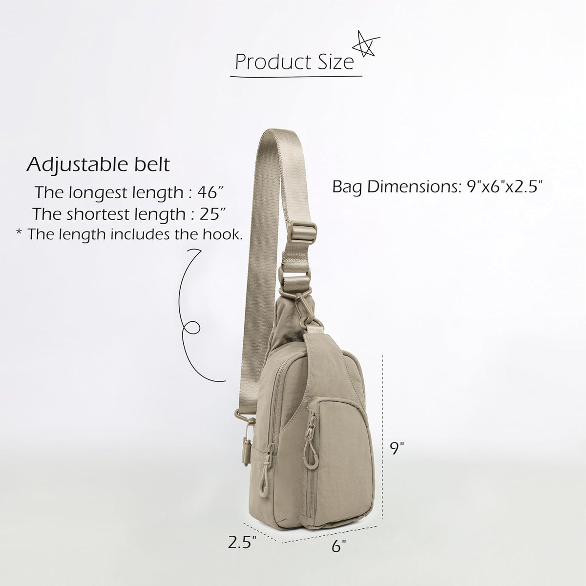 Sling Bag with Adjustable Straps Crossbody Chest Bag Lightweight Backpack for Casual Traveling Hiking