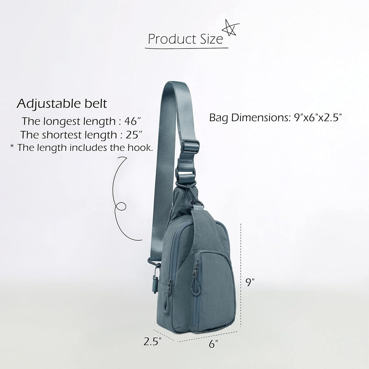 Sling Bag with Adjustable Straps Crossbody Chest Bag Lightweight Backpack for Casual Traveling Hiking
