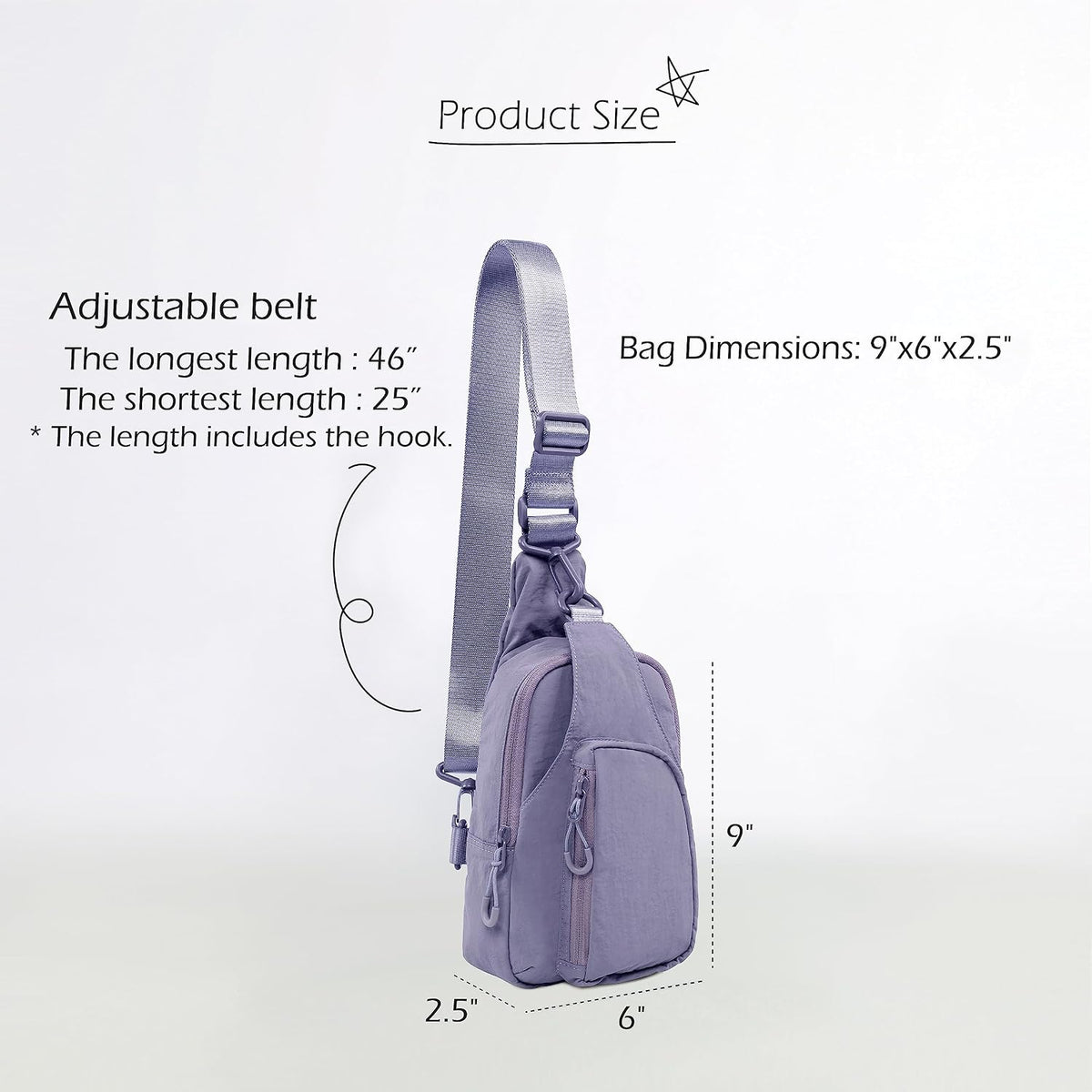 Sling Bag with Adjustable Straps Crossbody Chest Bag Lightweight Backpack for Casual Traveling Hiking