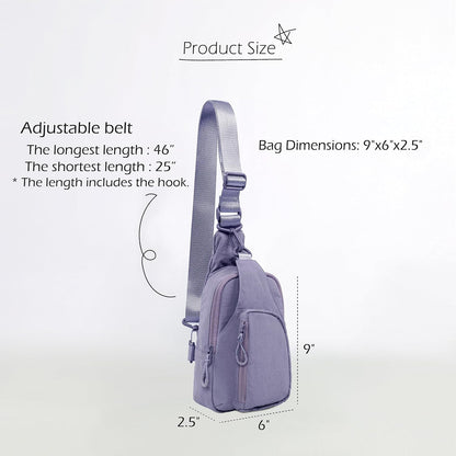 Sling Bag with Adjustable Straps Crossbody Chest Bag Lightweight Backpack for Casual Traveling Hiking