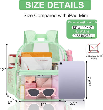 Oraben Small Clear Backpack for Stadium Events Stadium Backpack Waterproof 12x6x12 Clear Bag for Adult Concert Sport Work