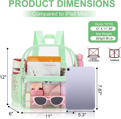 Oraben Small Clear Backpack for Stadium Events Stadium Backpack Waterproof 12x6x12 Clear Bag for Adult Concert Sport Work