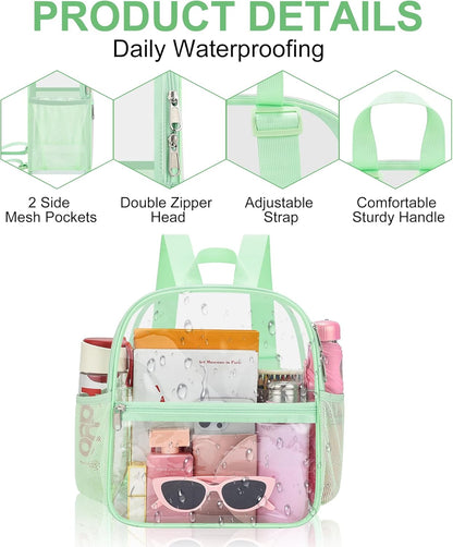 Oraben Small Clear Backpack for Stadium Events Stadium Backpack Waterproof 12x6x12 Clear Bag for Adult Concert Sport Work