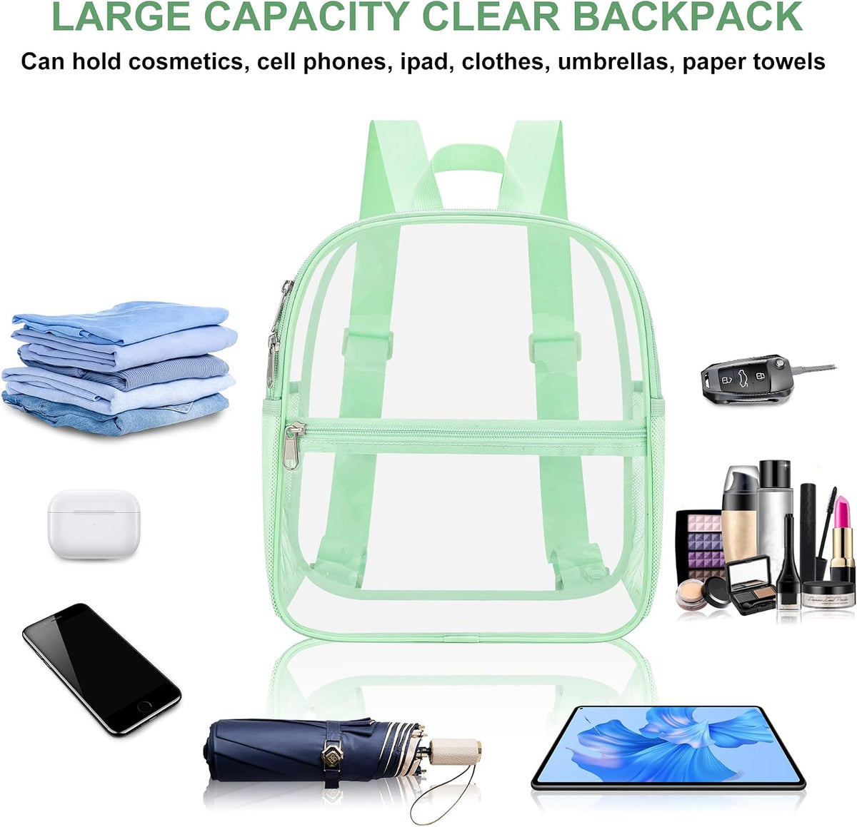 Oraben Small Clear Backpack for Stadium Events Stadium Backpack Waterproof 12x6x12 Clear Bag for Adult Concert Sport Work