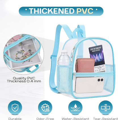 Oraben Small Clear Backpack for Stadium Events Stadium Backpack Waterproof 12x6x12 Clear Bag for Adult Concert Sport Work