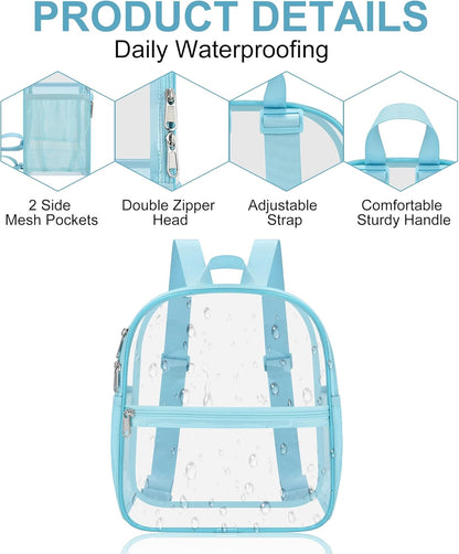Oraben Small Clear Backpack for Stadium Events Stadium Backpack Waterproof 12x6x12 Clear Bag for Adult Concert Sport Work