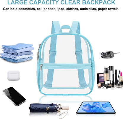Oraben Small Clear Backpack for Stadium Events Stadium Backpack Waterproof 12x6x12 Clear Bag for Adult Concert Sport Work