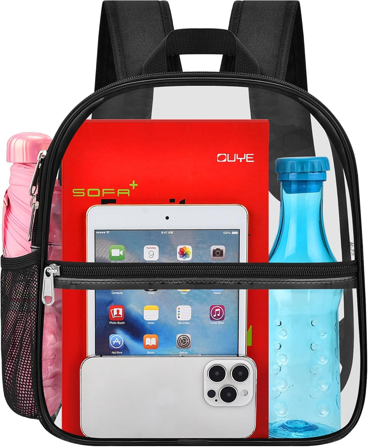 Oraben Small Clear Backpack for Stadium Events Stadium Backpack Waterproof 12x6x12 Clear Bag for Adult Concert Sport Work