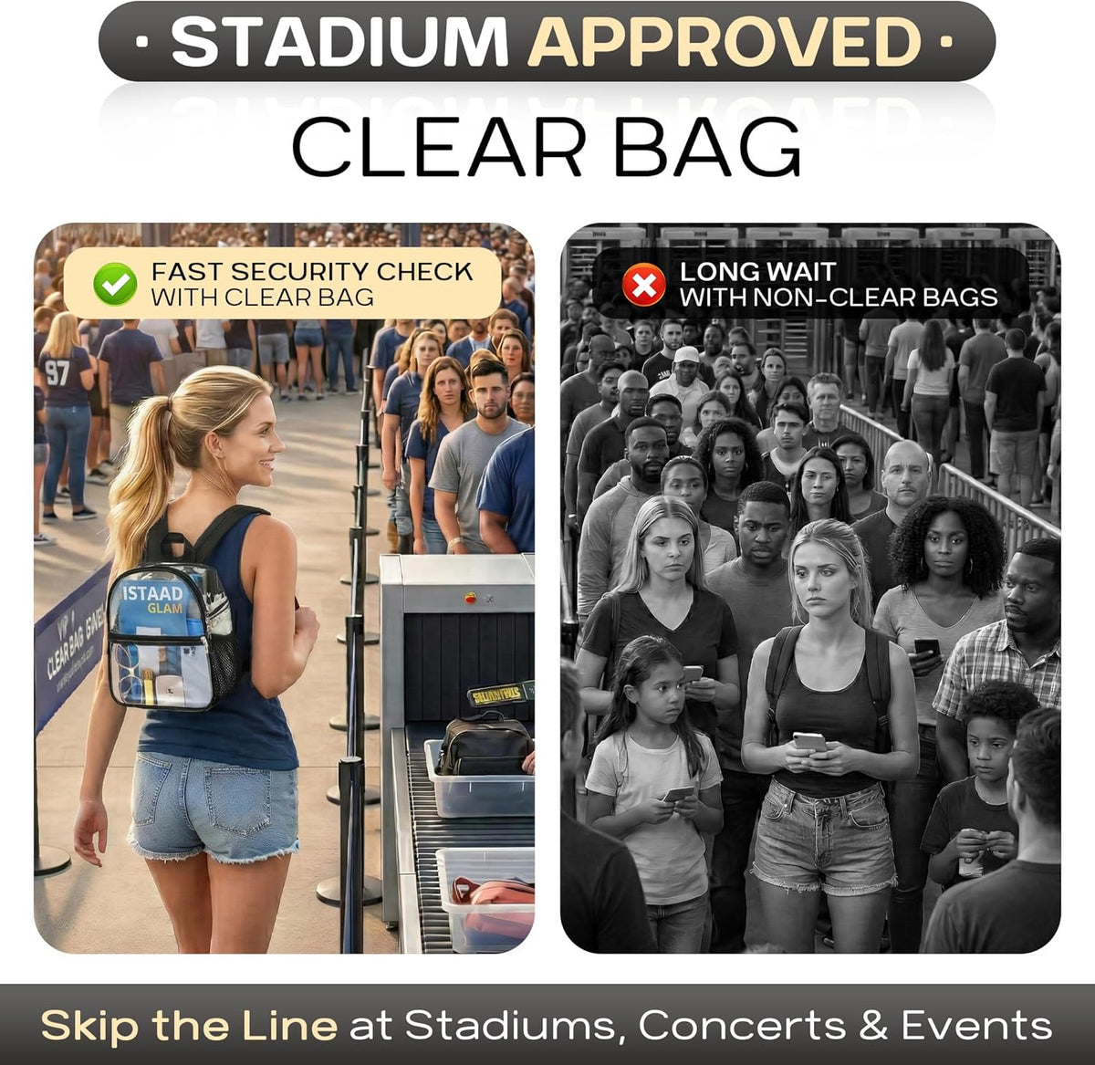 Oraben Small Clear Backpack for Stadium Events Stadium Backpack Waterproof 12x6x12 Clear Bag for Adult Concert Sport Work