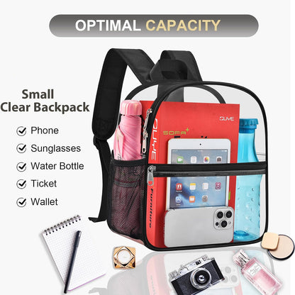 Oraben Small Clear Backpack for Stadium Events Stadium Backpack Waterproof 12x6x12 Clear Bag for Adult Concert Sport Work