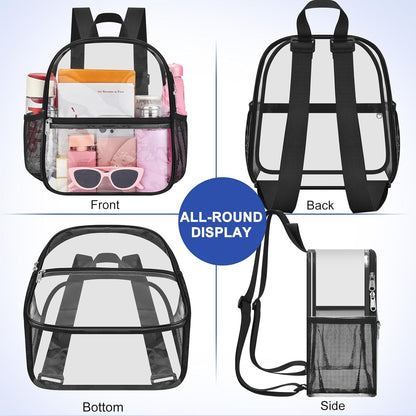 Oraben Small Clear Backpack for Stadium Events Stadium Backpack Waterproof 12x6x12 Clear Bag for Adult Concert Sport Work