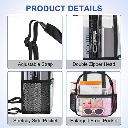 Oraben Small Clear Backpack for Stadium Events Stadium Backpack Waterproof 12x6x12 Clear Bag for Adult Concert Sport Work