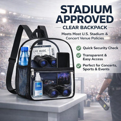 Oraben Small Clear Backpack for Stadium Events Stadium Backpack Waterproof 12x6x12 Clear Bag for Adult Concert Sport Work