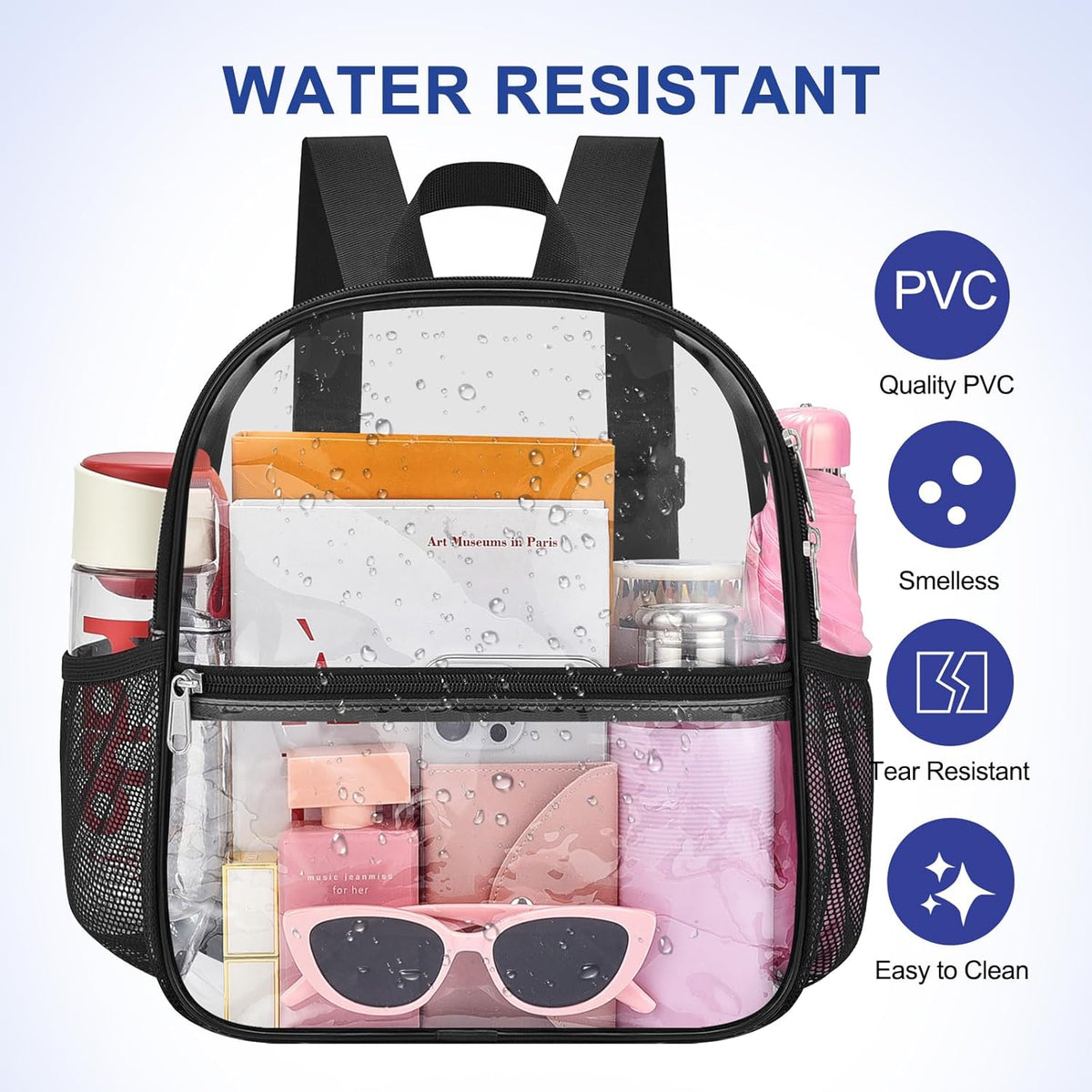 Oraben Small Clear Backpack for Stadium Events Stadium Backpack Waterproof 12x6x12 Clear Bag for Adult Concert Sport Work