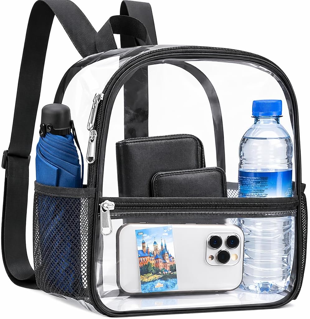 Oraben Small Clear Backpack for Stadium Events Stadium Backpack Waterproof 12x6x12 Clear Bag for Adult Concert Sport Work