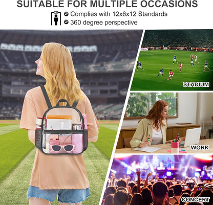 Oraben Small Clear Backpack for Stadium Events Stadium Backpack Waterproof 12x6x12 Clear Bag for Adult Concert Sport Work