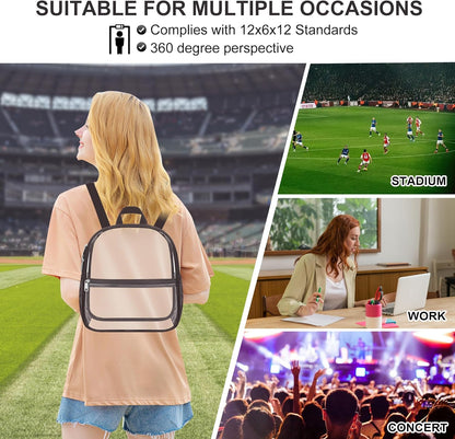 Oraben Small Clear Backpack for Stadium Events Stadium Backpack Waterproof 12x6x12 Clear Bag for Adult Concert Sport Work