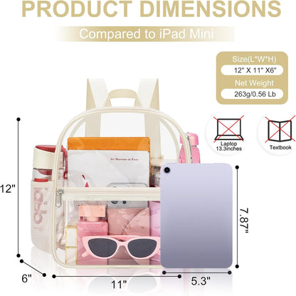 Oraben Small Clear Backpack for Stadium Events Stadium Backpack Waterproof 12x6x12 Clear Bag for Adult Concert Sport Work