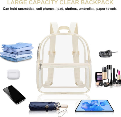 Oraben Small Clear Backpack for Stadium Events Stadium Backpack Waterproof 12x6x12 Clear Bag for Adult Concert Sport Work