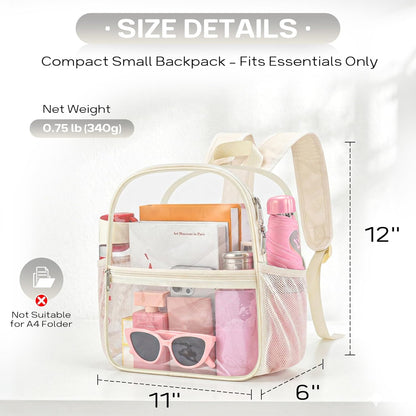 Oraben Small Clear Backpack for Stadium Events Stadium Backpack Waterproof 12x6x12 Clear Bag for Adult Concert Sport Work