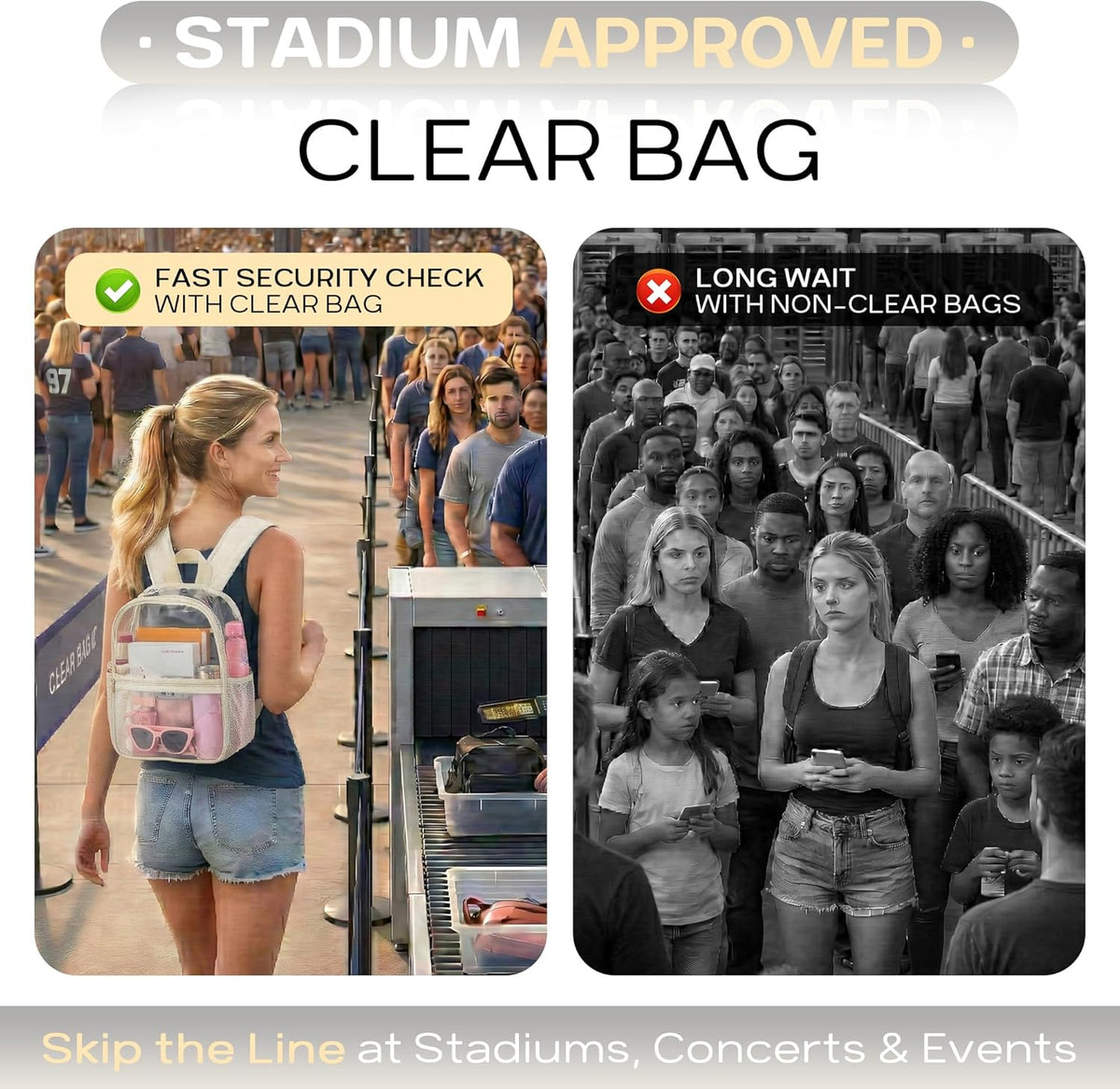 Oraben Small Clear Backpack for Stadium Events Stadium Backpack Waterproof 12x6x12 Clear Bag for Adult Concert Sport Work