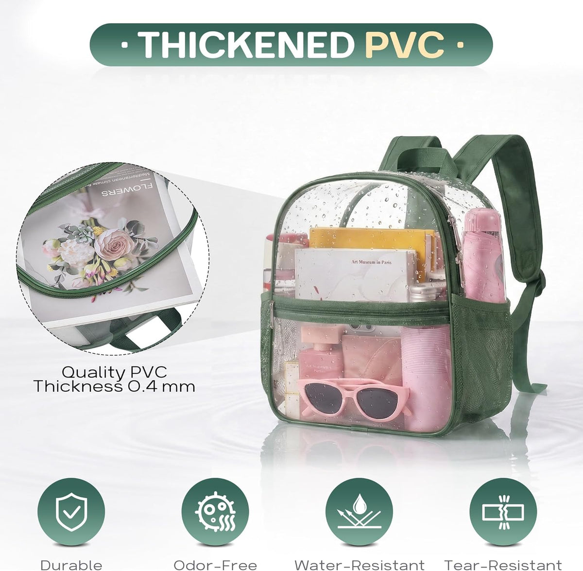 Oraben Small Clear Backpack for Stadium Events Stadium Backpack Waterproof 12x6x12 Clear Bag for Adult Concert Sport Work