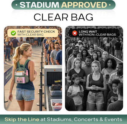 Oraben Small Clear Backpack for Stadium Events Stadium Backpack Waterproof 12x6x12 Clear Bag for Adult Concert Sport Work