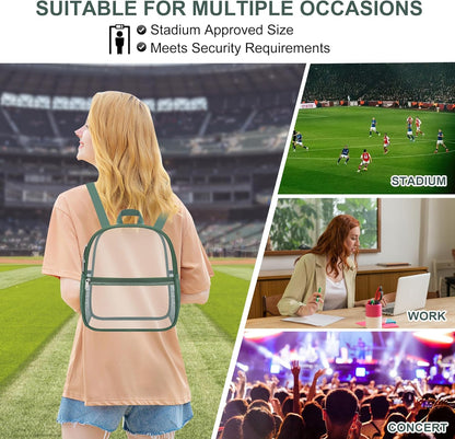 Oraben Small Clear Backpack for Stadium Events Stadium Backpack Waterproof 12x6x12 Clear Bag for Adult Concert Sport Work