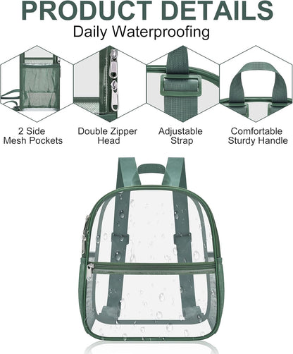Oraben Small Clear Backpack for Stadium Events Stadium Backpack Waterproof 12x6x12 Clear Bag for Adult Concert Sport Work